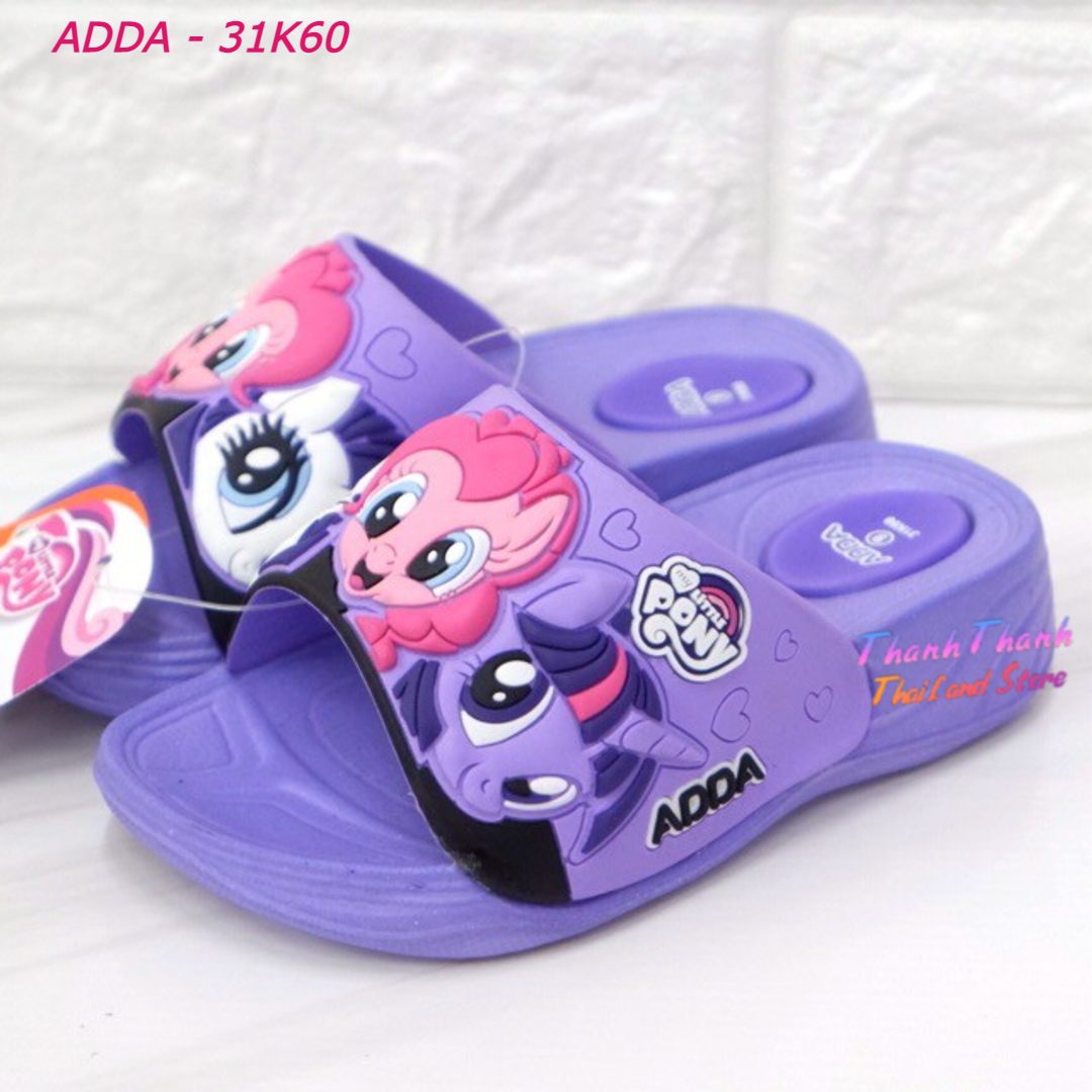 Dép cho bé gái quai ngang Pony Thái Lan ADDA 31K60  Đế cao 3cm