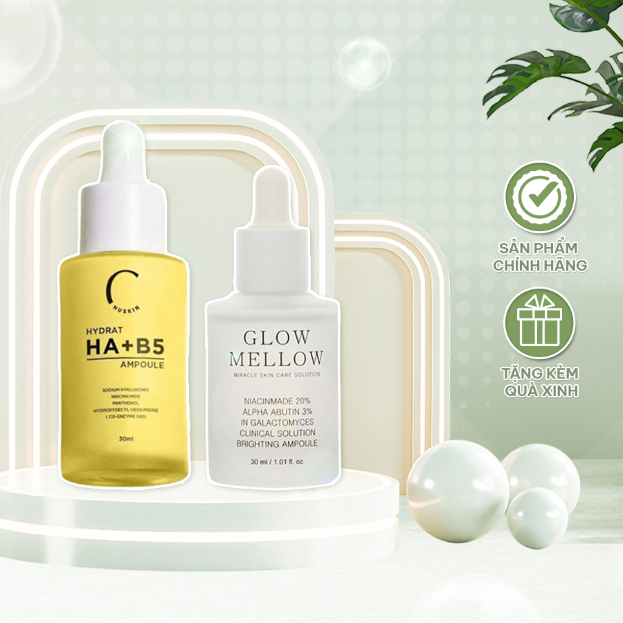 Combo Serum Ha B5 Vàng Serum B3 Nia 20% Glowmellow CB024