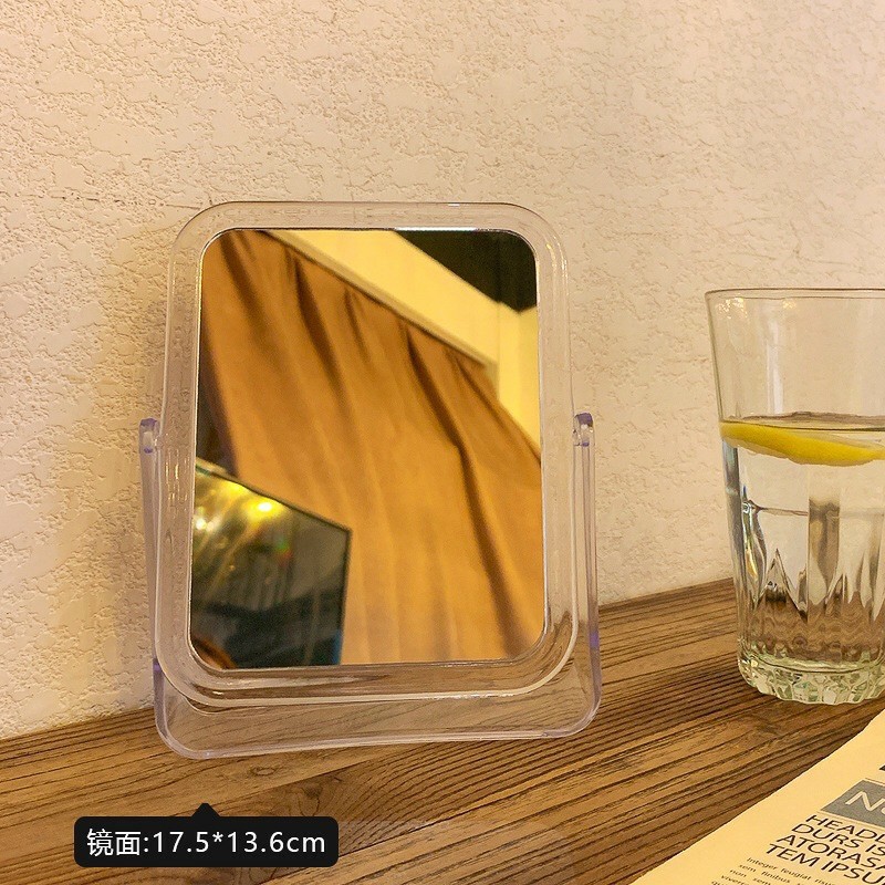 PVN25410 Gương để bàn trang điểm trong suốt 2 mặt gương xoay 360 độ thiết kế sang chảnh phong cách Hàn Quốc dễ thương T2