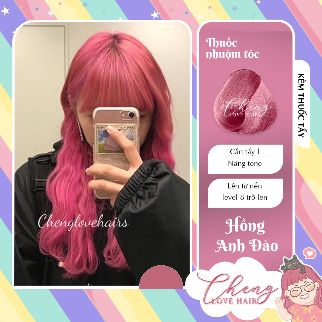 Nhuộm Tóc Hồng Anh Đào Kèm Tẩy Tóc Chenglovehairs Chenglovehair