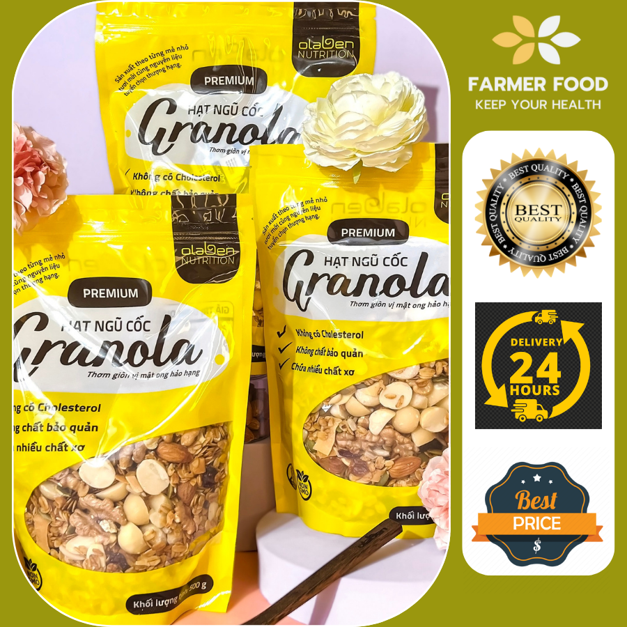 COMBO 3 Granola 500g - Hạt ngũ cốc dinh dưỡng ăn kiêng giảm cân tự nhiên Olaben Nutrition