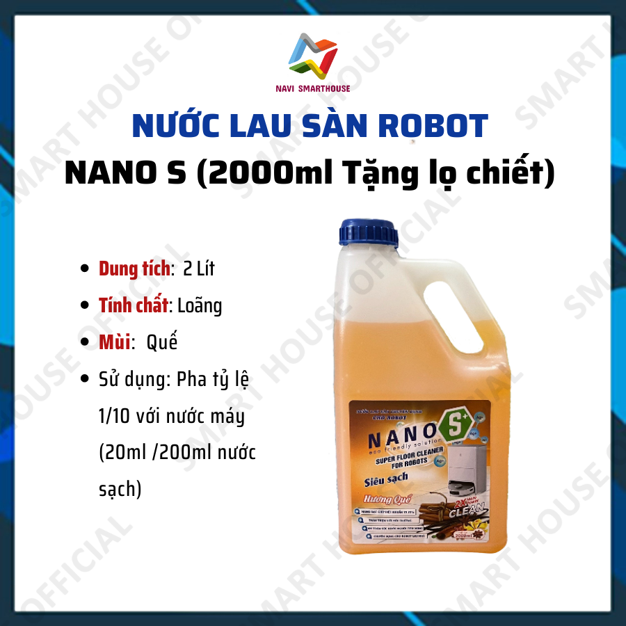 Nước lau sàn nhà chuyên dụng cho Robot hút bụi lau nhà Debot Dreame Roborock Mijia Lydsto X10 2 LÍT