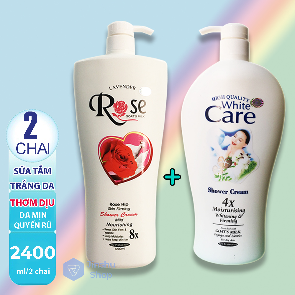 [HCM][ HƯƠNG THƠM NGẤT NGÂY ] [ Combo 02 Chai ] Sữa tắm ROSE 8x 1200ml + Sữa tắm Dê White Care 4x 1200ml Chai to khổng lồ. (Date : 01/2023)