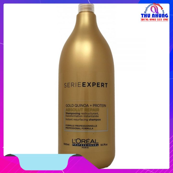 [HCM][LOREAL CHÍNH HÃNG] Dầu gội Loreal Serie Expert Gold Quinoa + Protein Absolut Repair shampoo cho tóc khô xơ hư tổn 1500ml