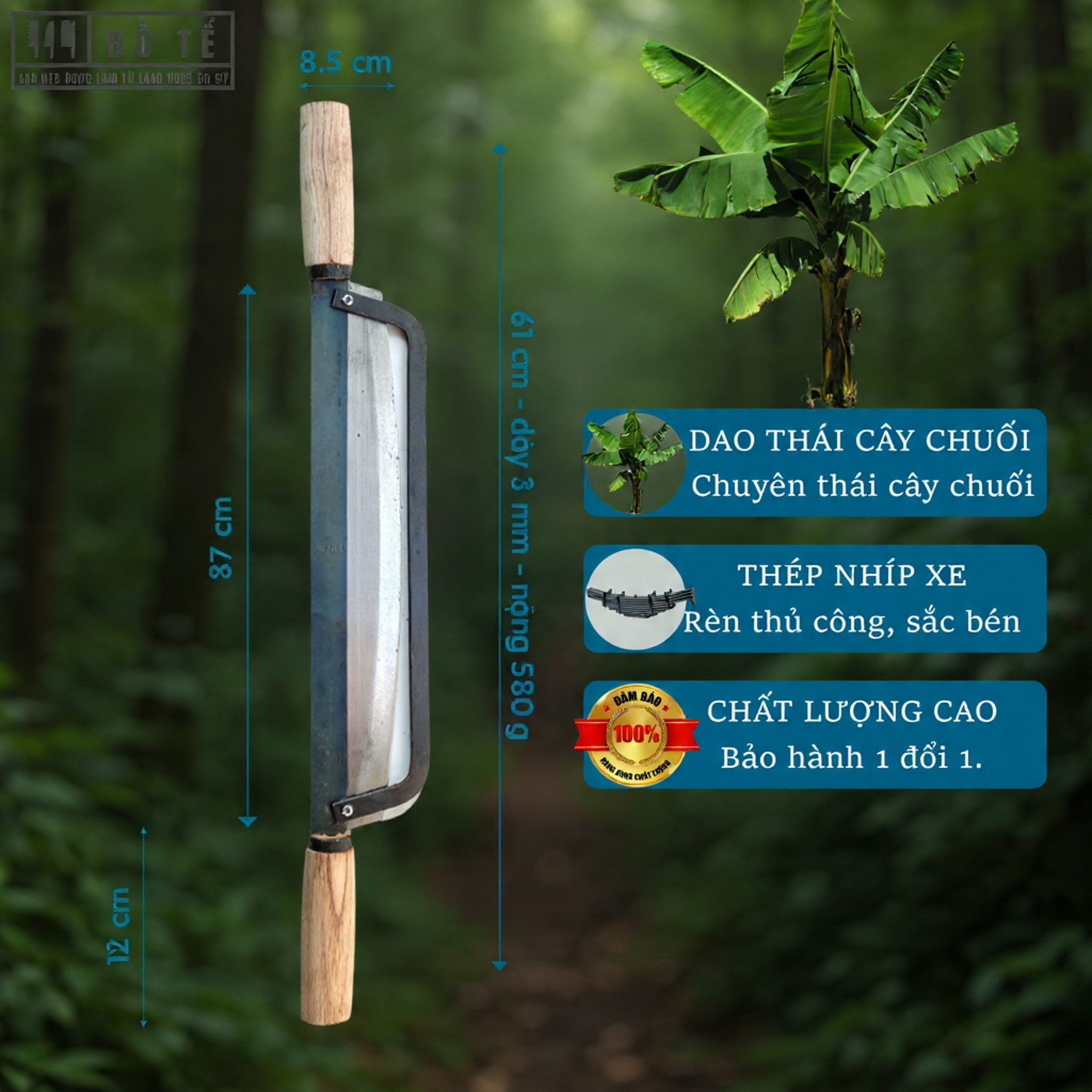 Dao Thái Chuối 2 Tay Cầm Bản To Bào Cây Chuối Rèn Từ Thép Nhíp Xe Siêu Bền - Xưởng Rèn Đồ Tể - Đa S
