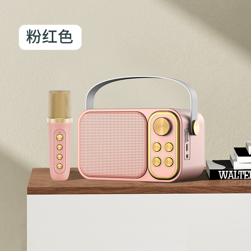 Loa Bluetooth không dây loa micro mini karaoke kết nối Bluetooth 5.0 - Chất lượng âm thanh siêu chuẩn - Chất lượng cao (có micrô)