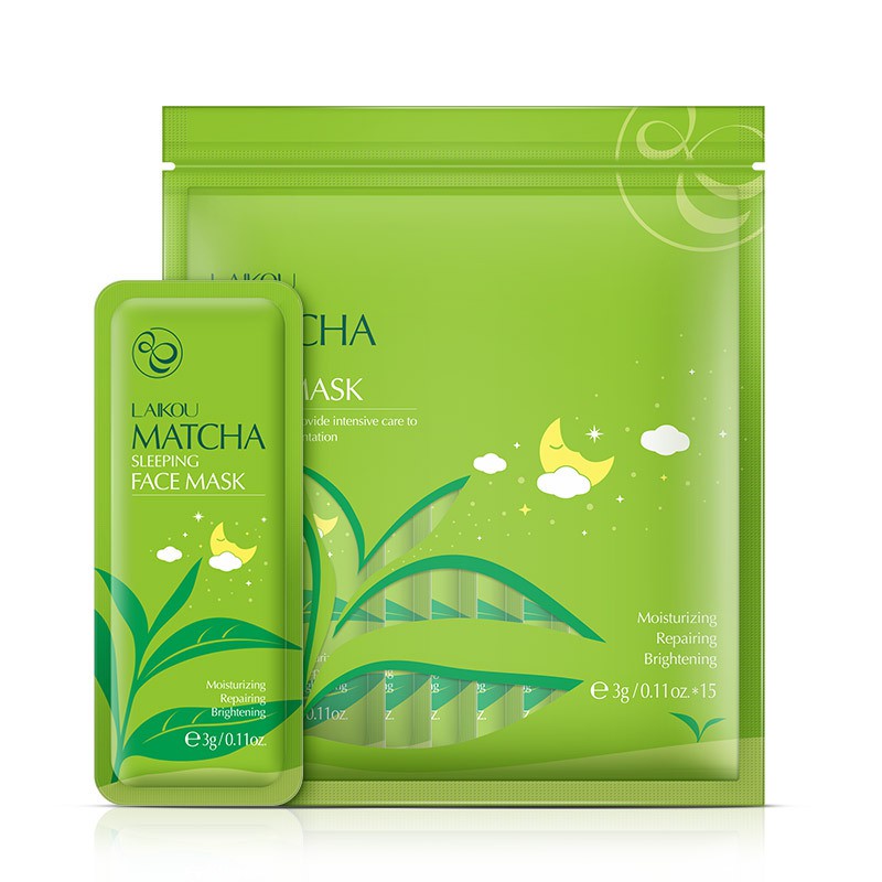 ❤️ Bịch 15 Gói Mặt Nạ Ngủ Trà Xanh Laikou Sleeping Face Mask Dưỡng Trắng Cấp Ẩm Ngừa Mụn Siêu Hot - Y46