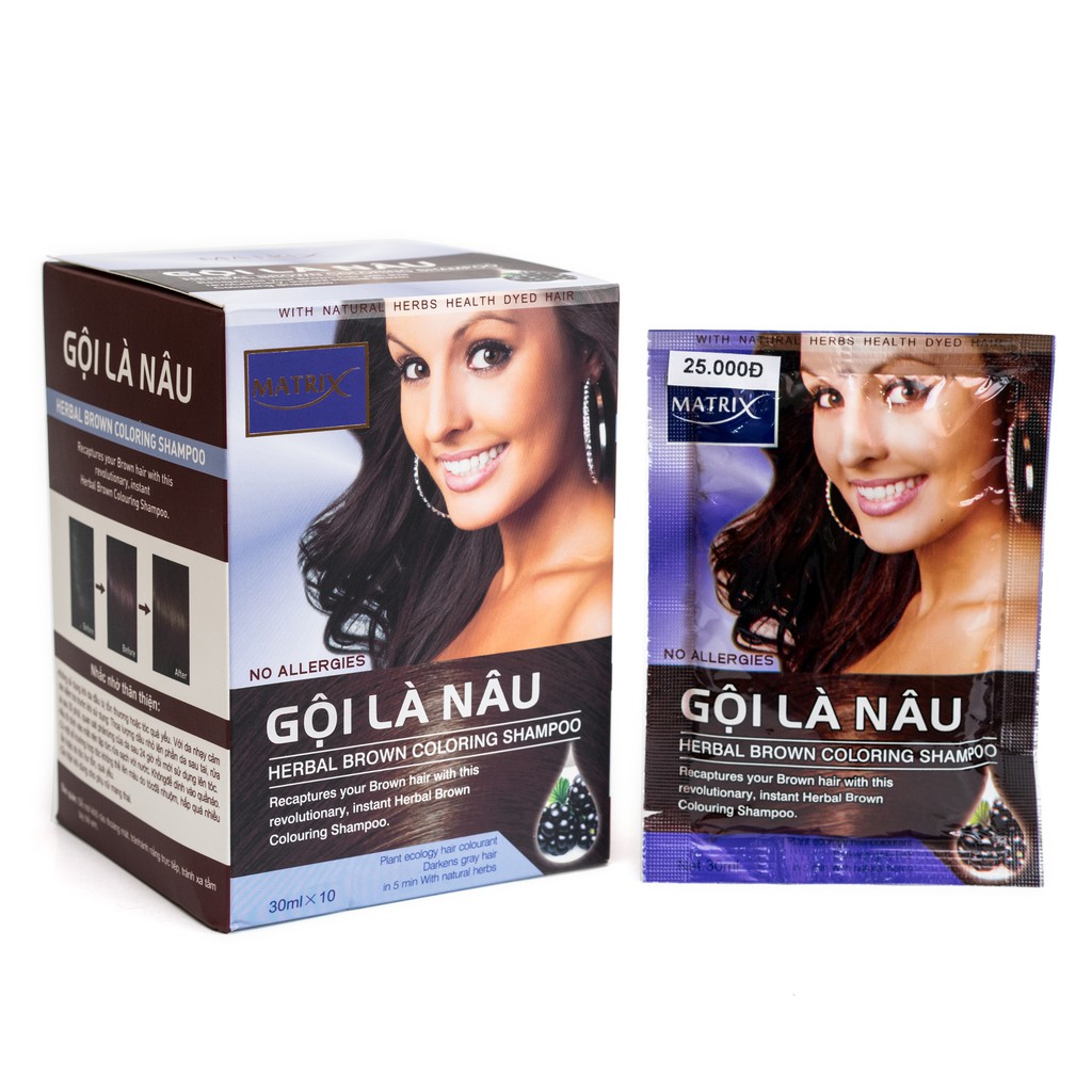 Thuốc Gội Tóc Thảo Dược Matrix Herbal Brown - Gội Nâu (Hộp 10 Gói) Cam Kết Sản Phẩm Đúng Mô Tả Chất Lượng Đảm Bảo