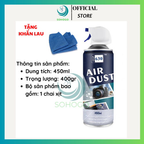 Bình xịt 450Mml vệ sinh máy ảnh bàn phím bo mạch máy tính... . Bình xịt khí nén dùng khí trơ nên an 