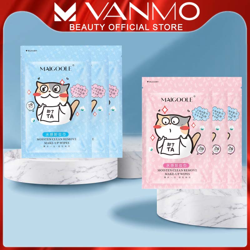 [HCM]Khăn Tẩy Trang MAIGOOLE Làm Sạch Sâu Có Sẵn Dung Dịch Tẩy Trang Tiện Dụng Gói 20 Miếng