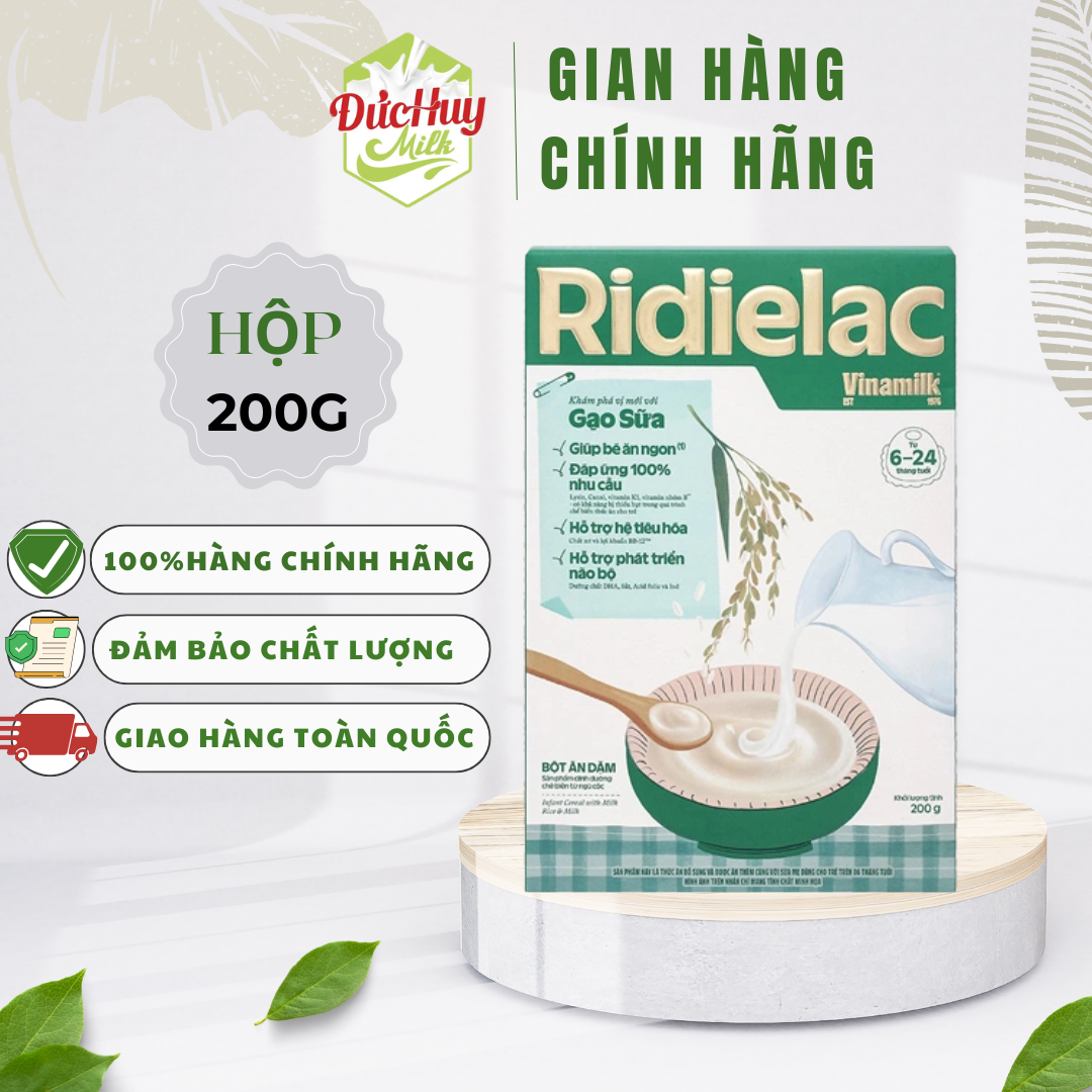 Bột ăn dặm RIDIELAC GOLD Gạo Sữa hộp giấy 200g