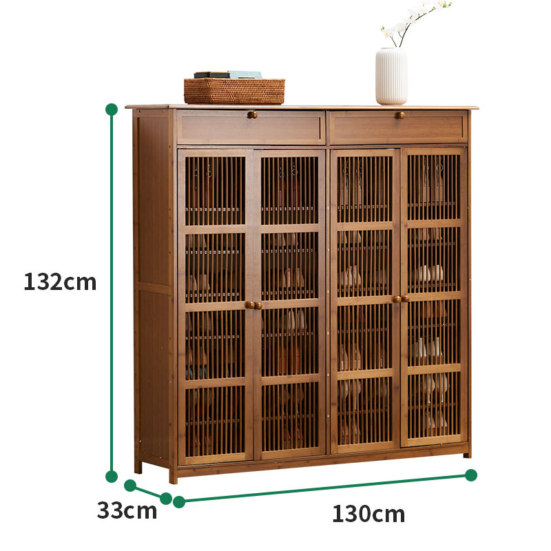 Tủ giày gỗ mây tre đan cửa gập nhiều ngăn kệ để giày bằng tre  cao cấp- giá để giầy dép nhiều tầng