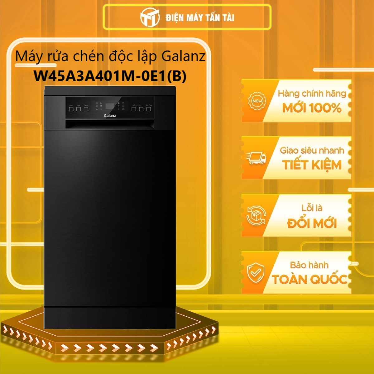 Máy rửa chén Galanz W45A3A401M-0E1(B) Đen, 11 bộ, Kích thước 488x875x635mm