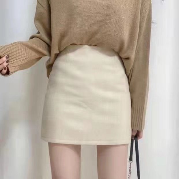 Chân váy cạp cao chữ A váy dạ dáng ngắn chân váy kèm lót trong_v34