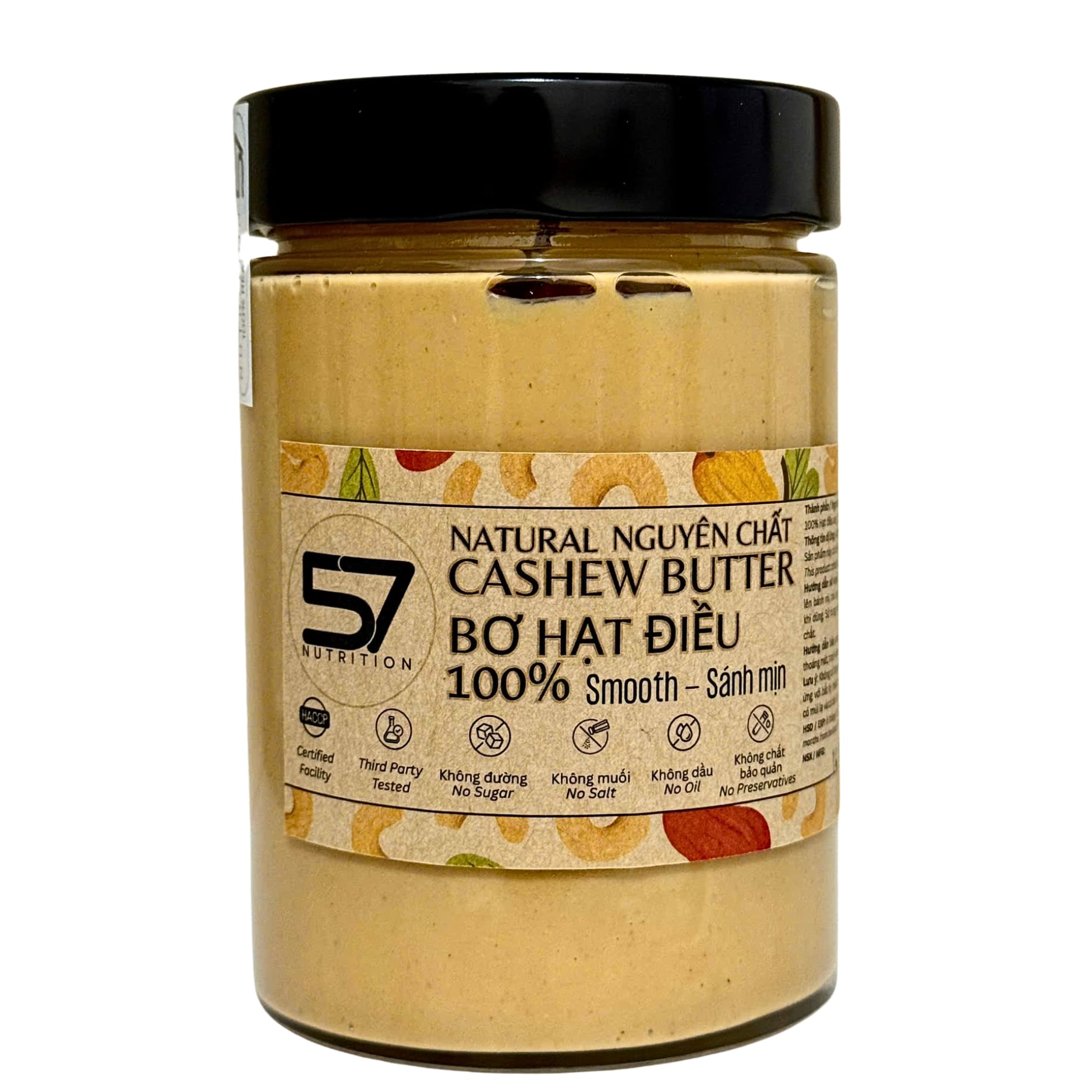 Bơ Hạt Điều 100% Tự Nhiên 57 Nutrition - Cholesterol-Free No Sugar No Salt No Trans Fat 300g/500g