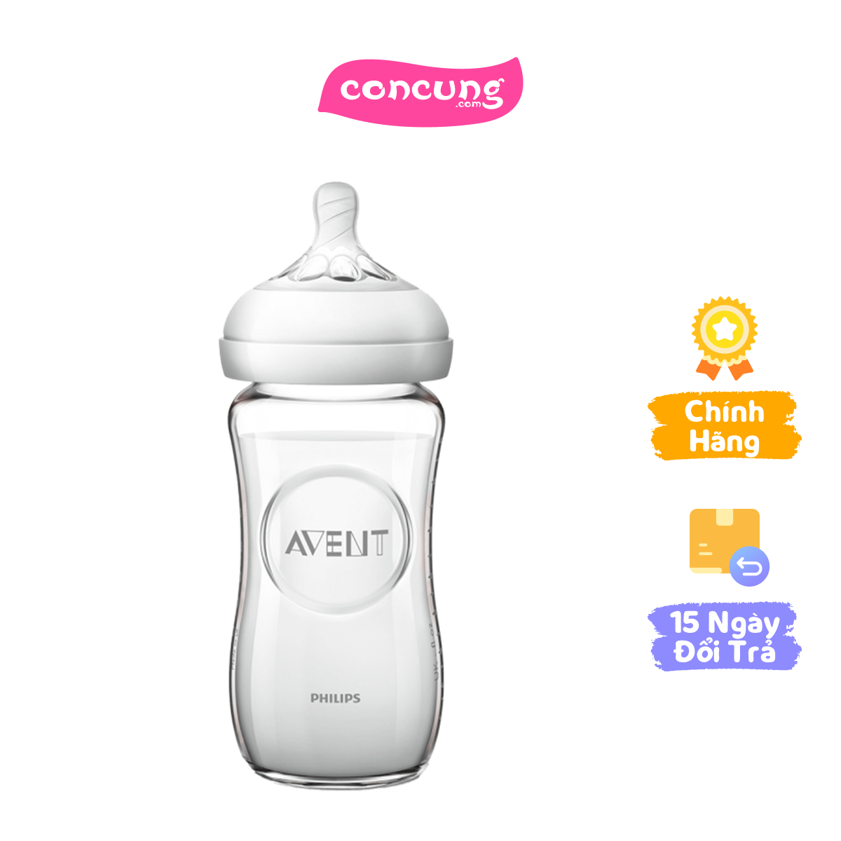 Bình sữa thủy tinh Philips Avent mô phỏng tự nhiên 240ml (SCF673/13)