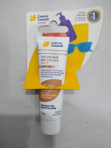 Kem Chống Nắng Cancer Council - Bb Cream 3 In 1 Spf50+/Pa++++ 15Ml (Dòng Da Mặt)