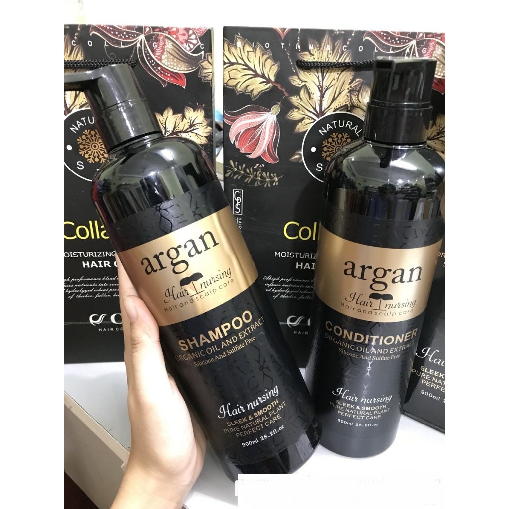 Cặp Dầu Gội Xả Argan Hair Inursing 900Ml