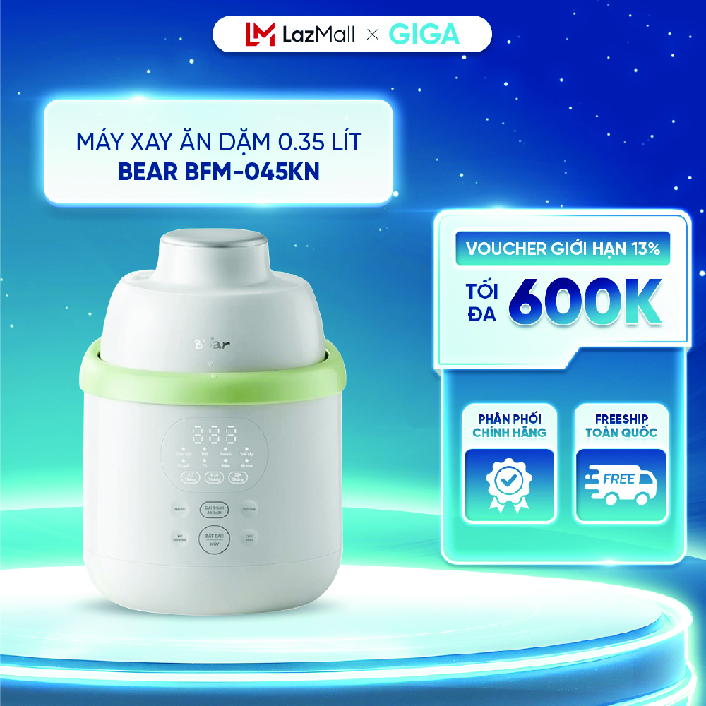 Máy xay ăn dặm 0.35 lít Bear BFM-045KN (Bản Quốc Tế) - Làm nóng hơi nước đa điểm 720° - Tự làm sạch bằng nước nóng 60°C