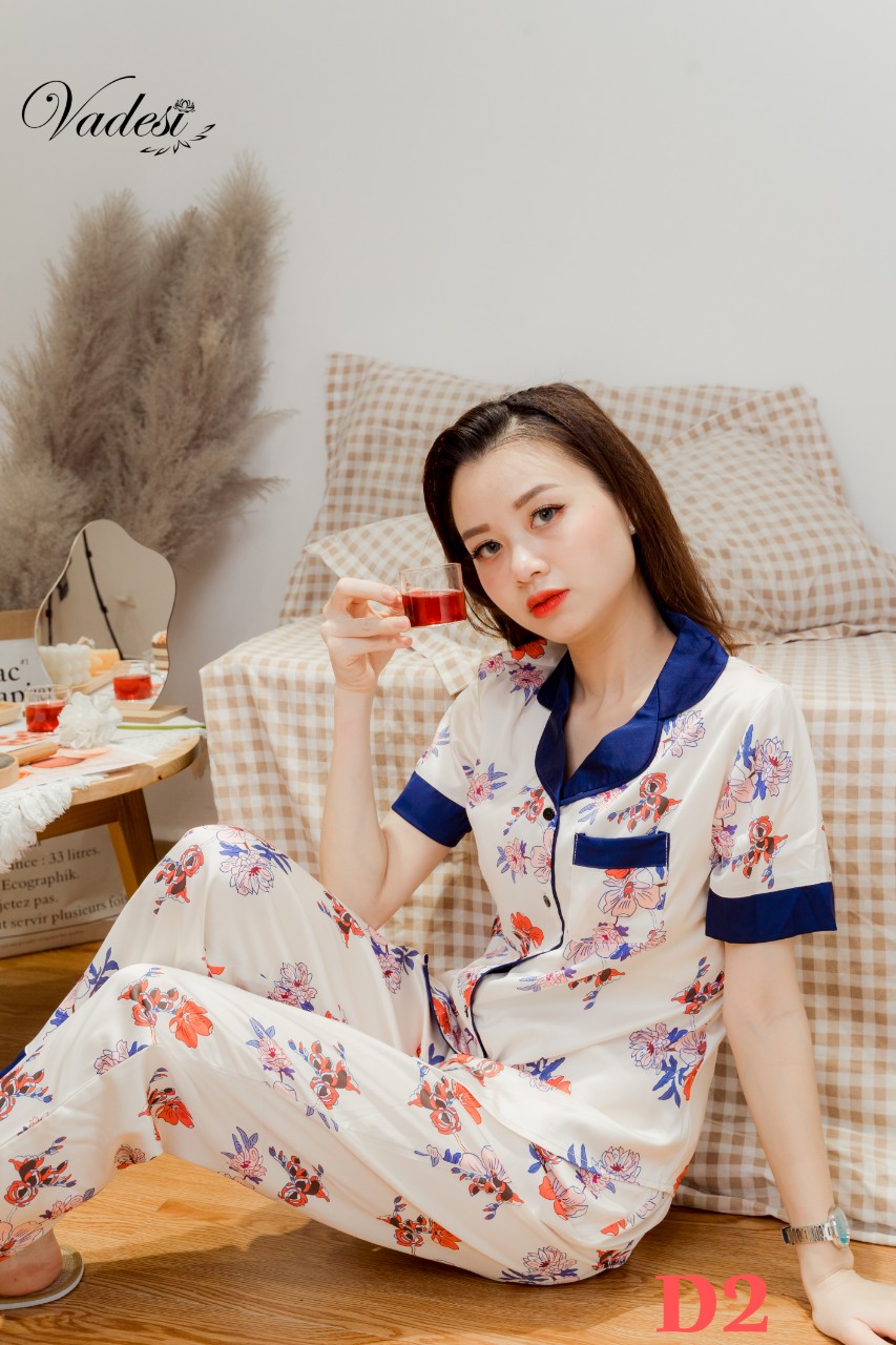 Pijama Đồ Bộ Ngủ Nữ Lụa Cao Cấp Mặc Nhà Đẹp Cộc Tay Quần Dài Thoáng Mát Mềm Mịn Thấm Hút – VADESI