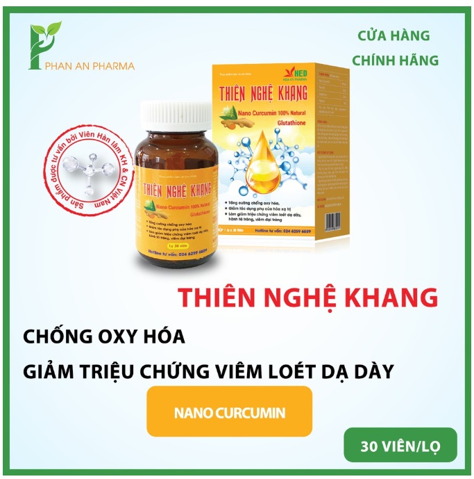 Thiên Nghệ Khang Hỗ trợ Tăng cường hệ miễn dịch Chống oxy hóa Giảm Viêm loét dạ dày hành tá tràng viêm đại tràng giảm tác dụng phụ của hóa trị xạ trị giảm nguy cơ mắc khối u lành vết thương Niness Beauty Nines Beauty