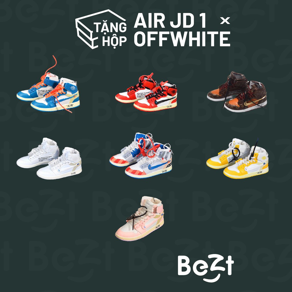 Móc Khoá Giày Sneaker 3D Air Jordan 1 Off White Tỉ Lệ 1:6 Mô Hình Giày Sneaker Mini