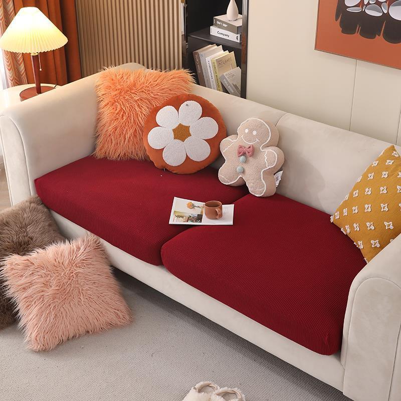 Bọc sofa bọc đệm ghế sofa vải bọc sofa chữ L nhung gân dày dặn co giãn 1 2 3 4 chỗ