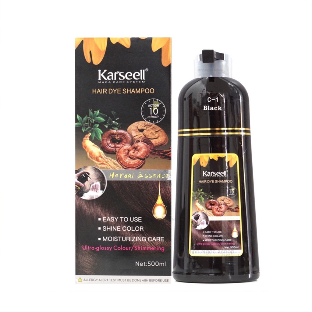 Dầu Gội Phủ Bạc Thảo Dược Nâu - Đen Karseell Dầu Gội Nhuộm Tóc Karseell Hair Dye Shampoo 500ML - Wincy Mart