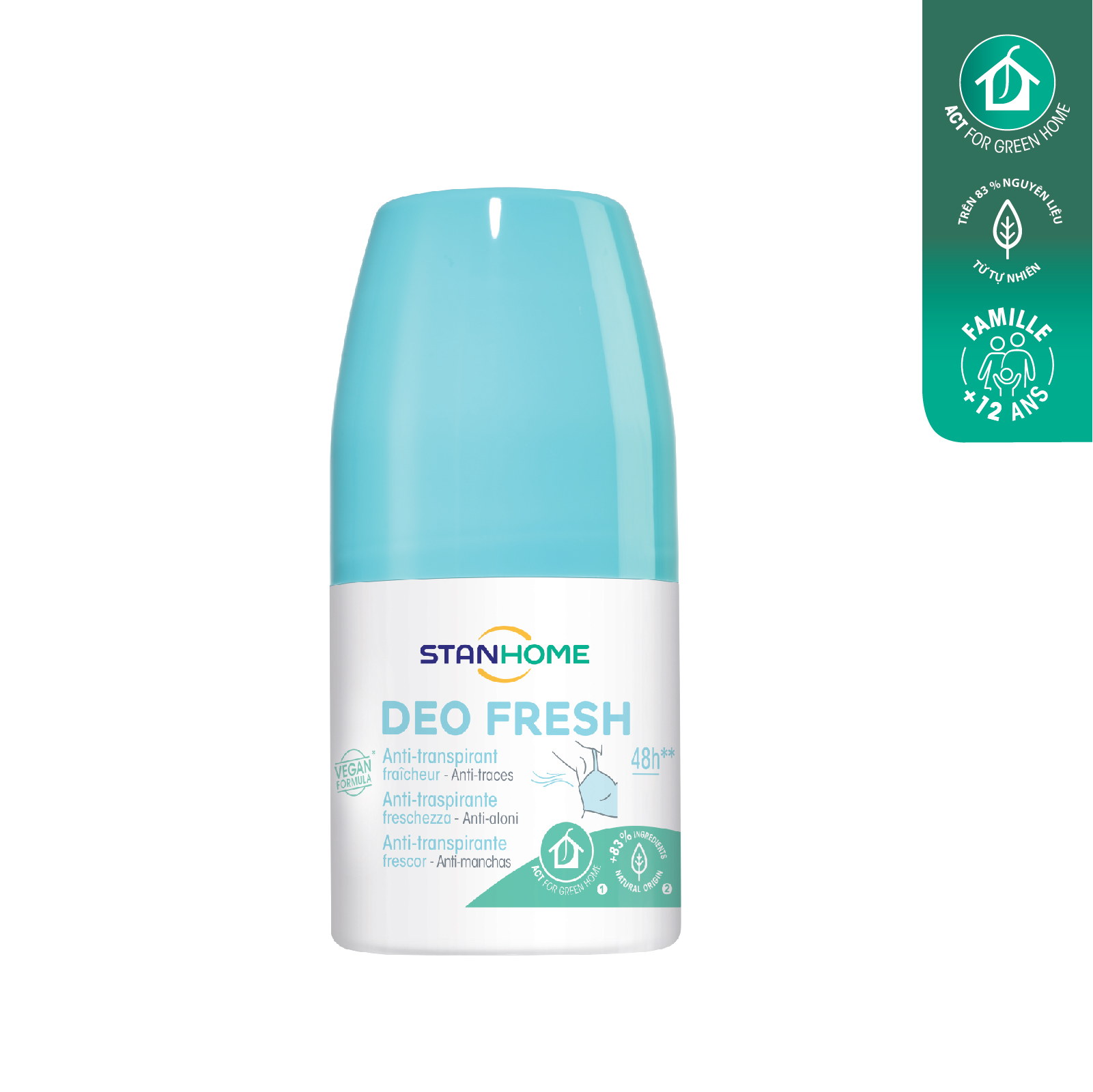 Lăn Khử Mùi Nam Nữ Ngăn Mồ Hôi Nách Không Cồn STANHOME Deo Fresh Hương Biển Tươi Mát Dành Cho Da Nhạ