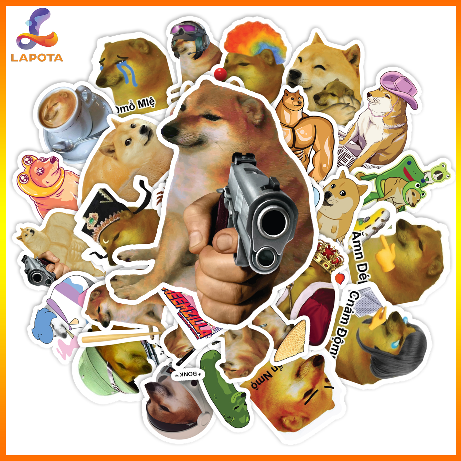Set 50 cái Sticker Cheems Meme Sticker Cheems Chống Nước Sticker Chó meme Hình dán Cheems dán mũ bảo