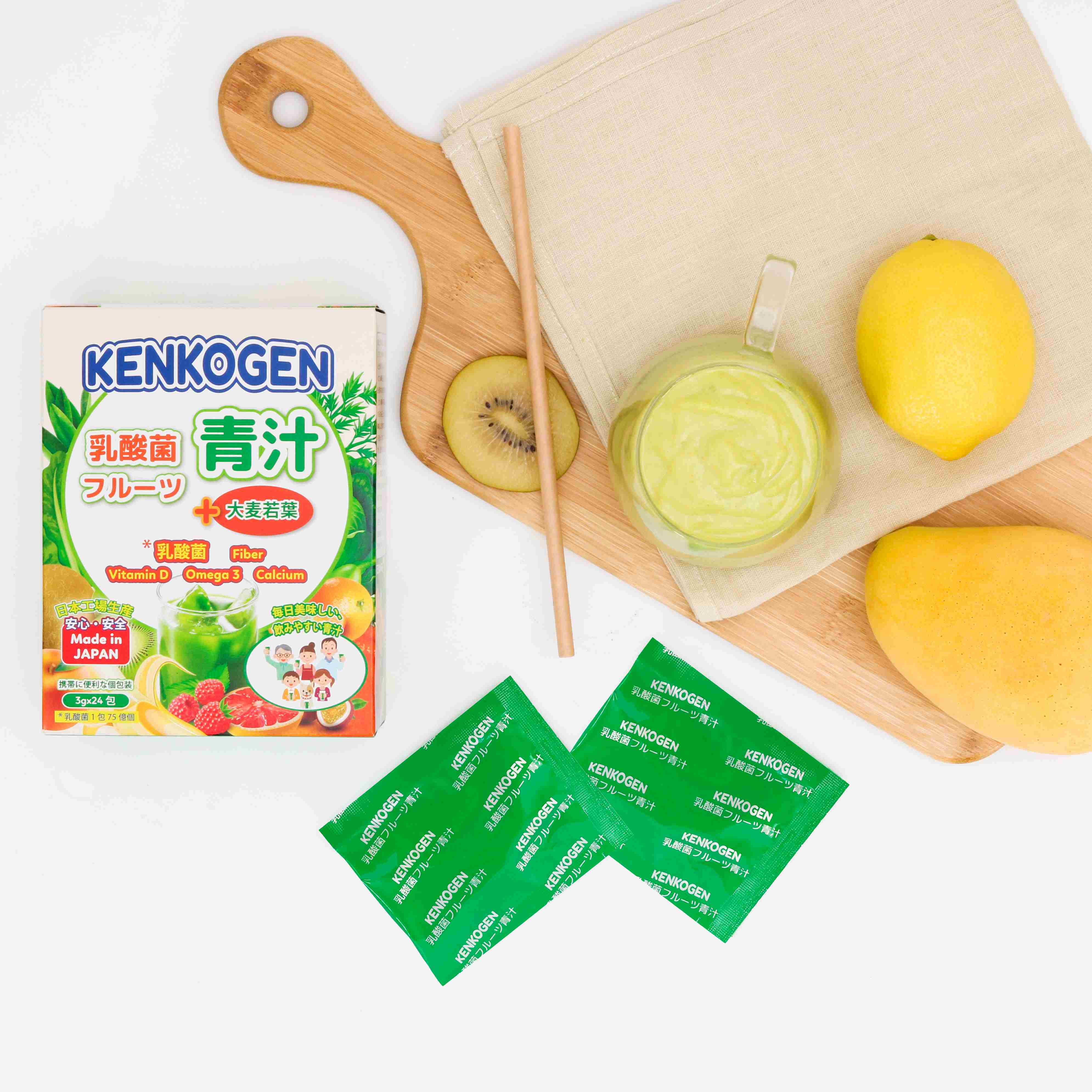 [MUA KÈM DEAL SỐC] - TPBS: Bột mầm lúa mạch non Nhật Bản Kenkogen trái cây lợi khuẩn chất xơ Omega 3 Canxi D (2 gói)
