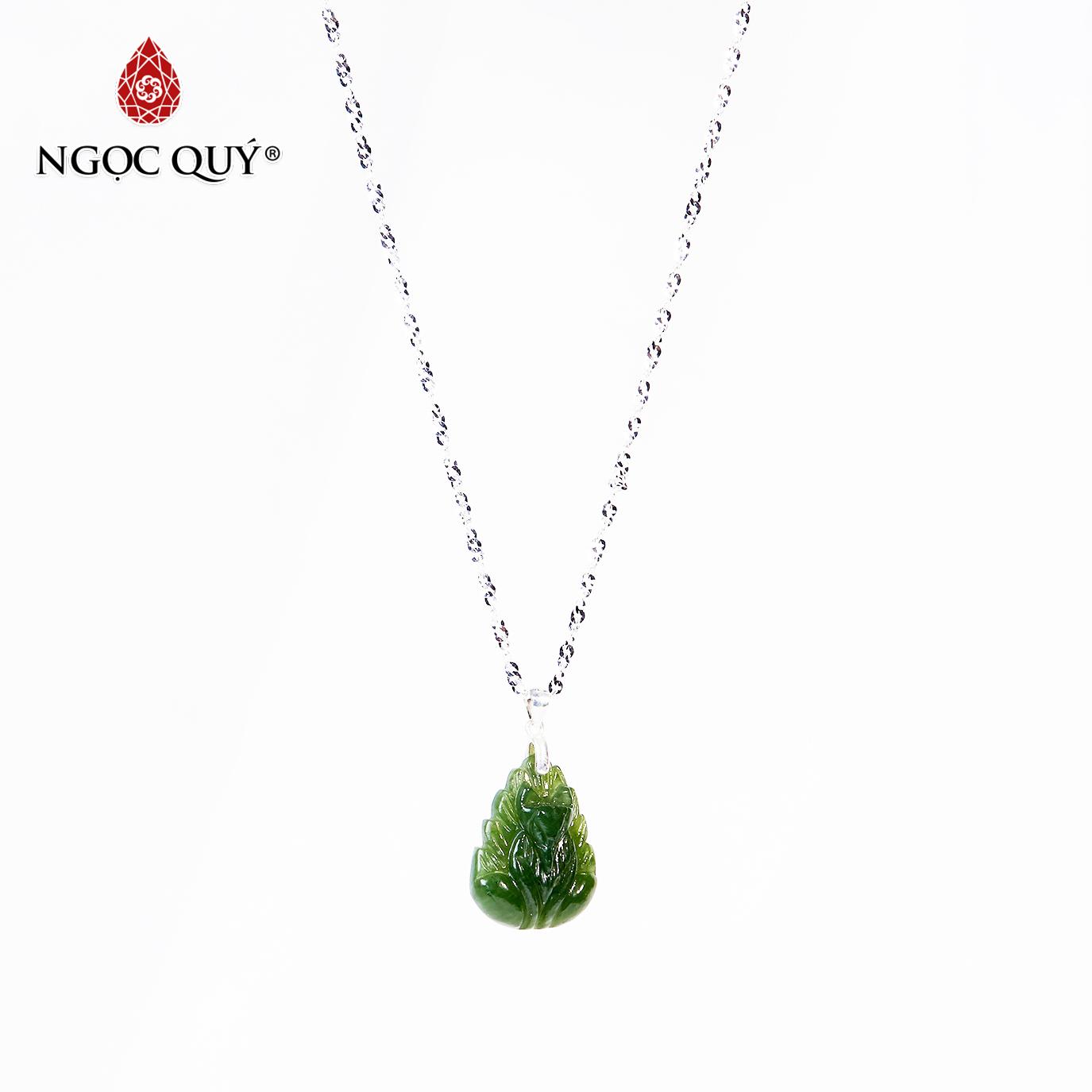 [HCM]Mặt dây chuyền đá ngọc bích hồ ly nữ hoàng 9 đuôi 24x17cm mệnh hỏamộc(màu xanh ngọc) - Ngọc Quý