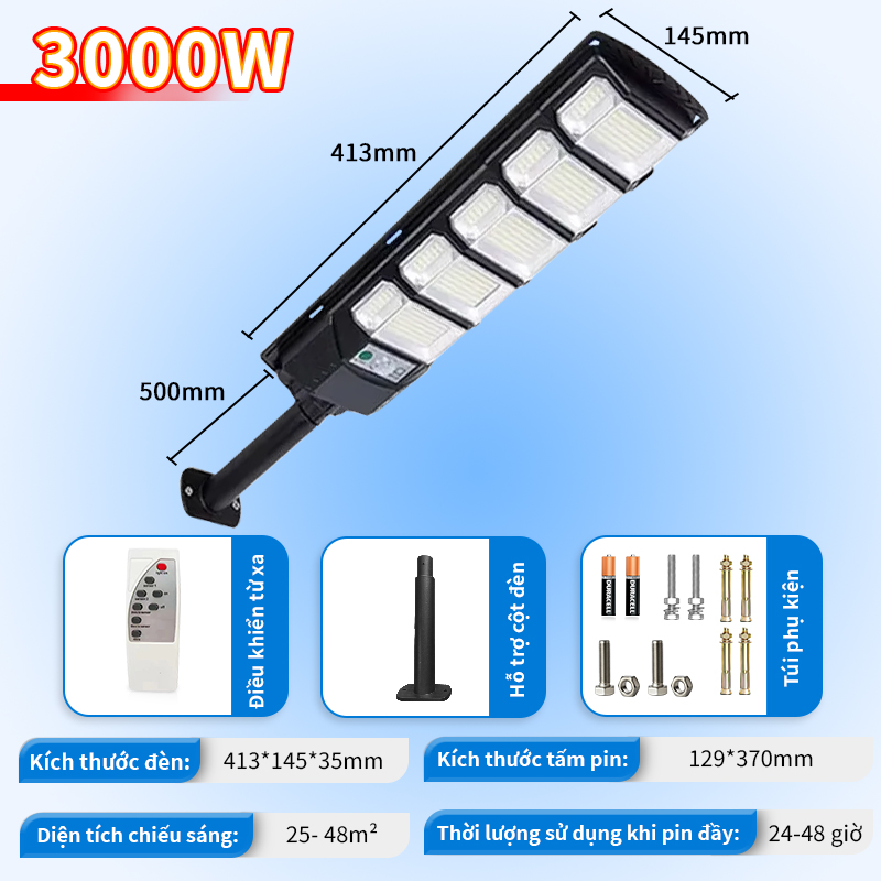 【BẢO HÀNH 10 NĂM】Đèn năng lượng mặt trời sân vườn，đèn đường liền thể kép 500w1000W2000W3000WĐèn đường LED gia đình