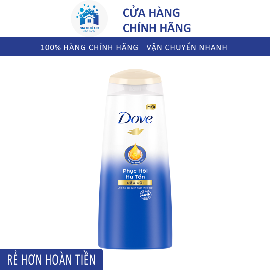 Dầu Gội Dove Giúp Phục Hồi Hư Tổn Ngăn Gãy Rụng Tóc Dưỡng Tóc Bồng Bềnh chắc khỏe 140g (137ml)