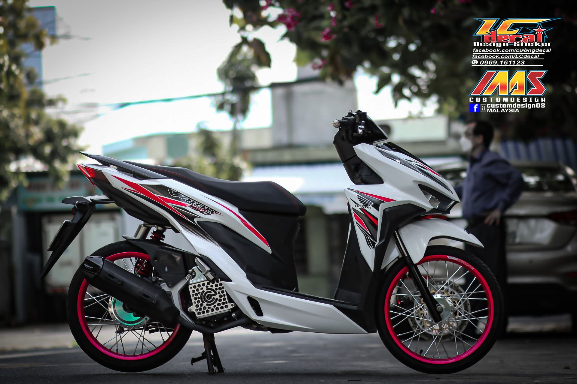 [Siêu Sale] [Ảnh thật] TEM RỜI mẫu sọc đỏ đen cho Vario 150 trắng - tem cao cấp không bay màu