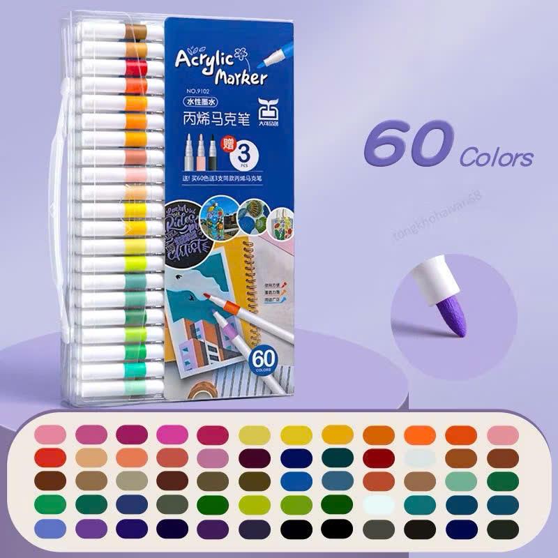 Hộp 60 Bút Màu Acrylic Marker Chống Nước Vẽ Trên Mọi Chất Liệu