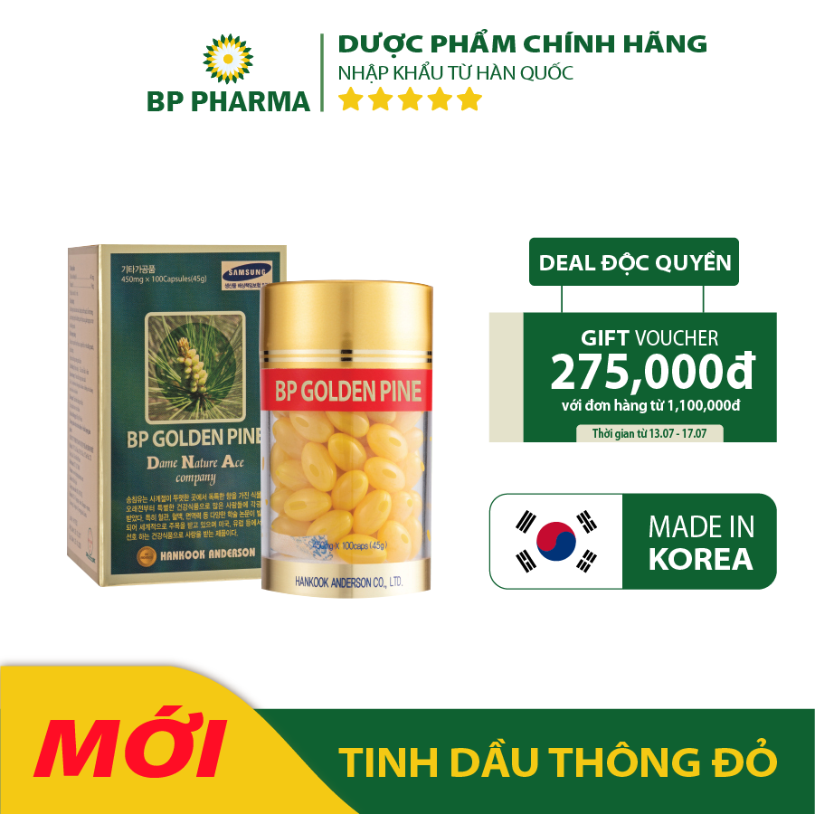 [Hcm]Tinh Dầu Thông Đỏ Bp Golden Pine Hộp 100 Viên