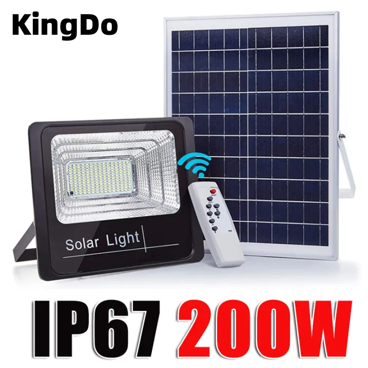Đèn Pha năng lượng mặt trời 200w Đèn pha led Năng Lượng Mặt Trời công suất 45w 200w 500w kèm tấm pin rời có remote có cảm biến tự động dây nối 5m sáng 10-14h (Bảo hành 12 tháng)