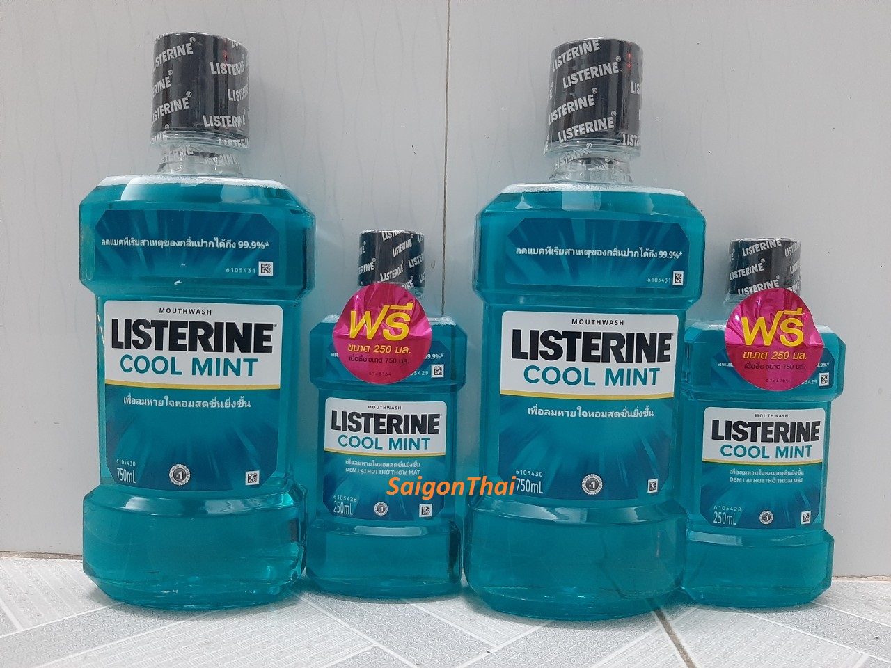 [Hcm](Sgt) Combo 2 Cặp Nước Súc Miệng Listerine Hương Bạc Hà Chai (750Ml Và 250Ml)