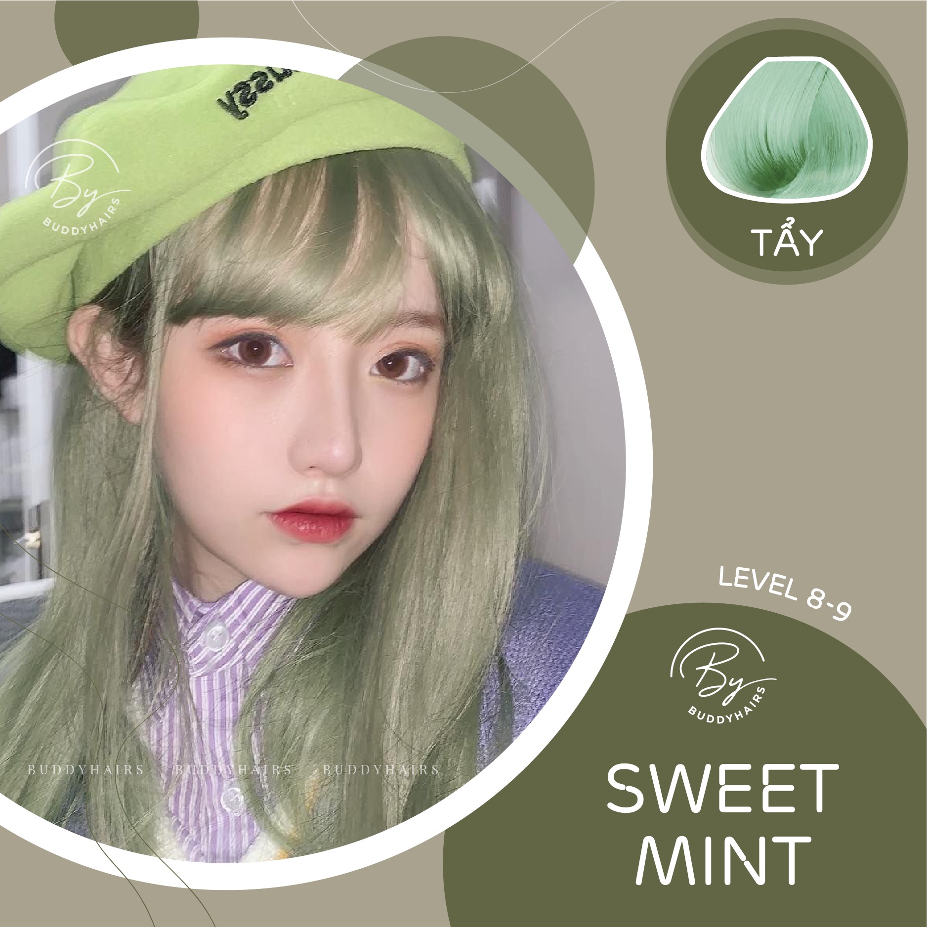 Thuốc Nhuộm Tóc Sweet Mint Buddyhairs Tặng Kèm Trợ Nhuộm Găng Tay Mũ Trùm Đầu Tẩy Tóc Bé 50K