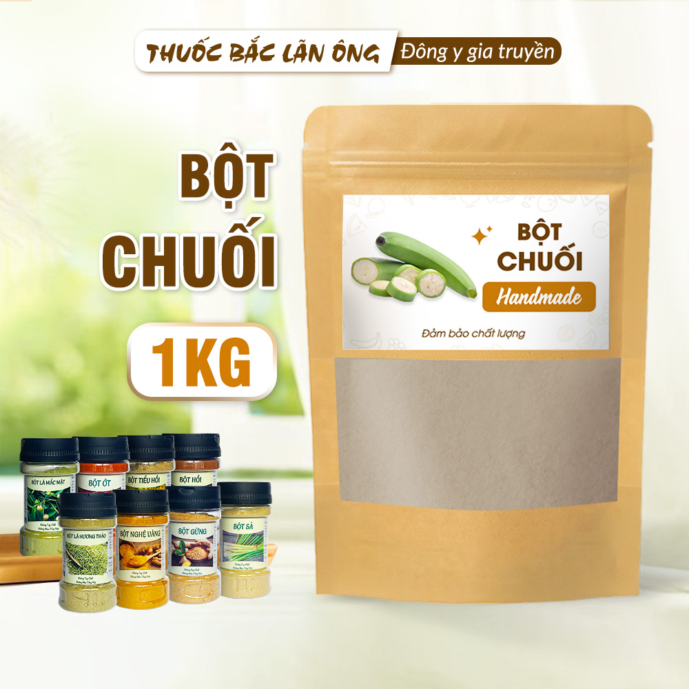 Bột chuối xanh nguyên chất 1kg bột chuối tiêu xanh hỗ trợ tiêu hóa dạ dày đại tràng