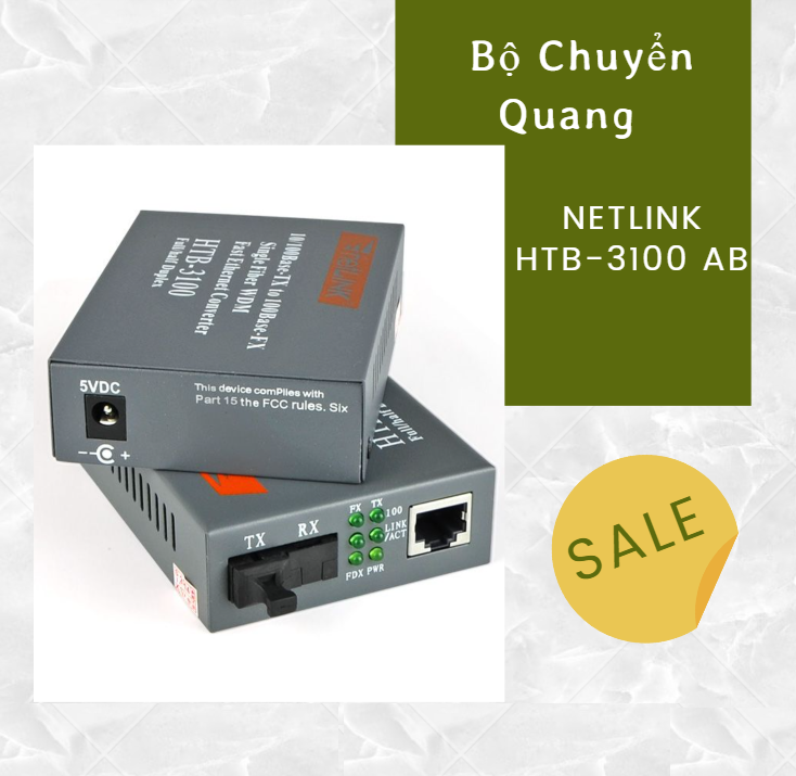 Bộ chuyển đổi quang điện 1 sợi A B 10-100 - Converter Quang Netlink - Convert Quang AB - Hàng chính 