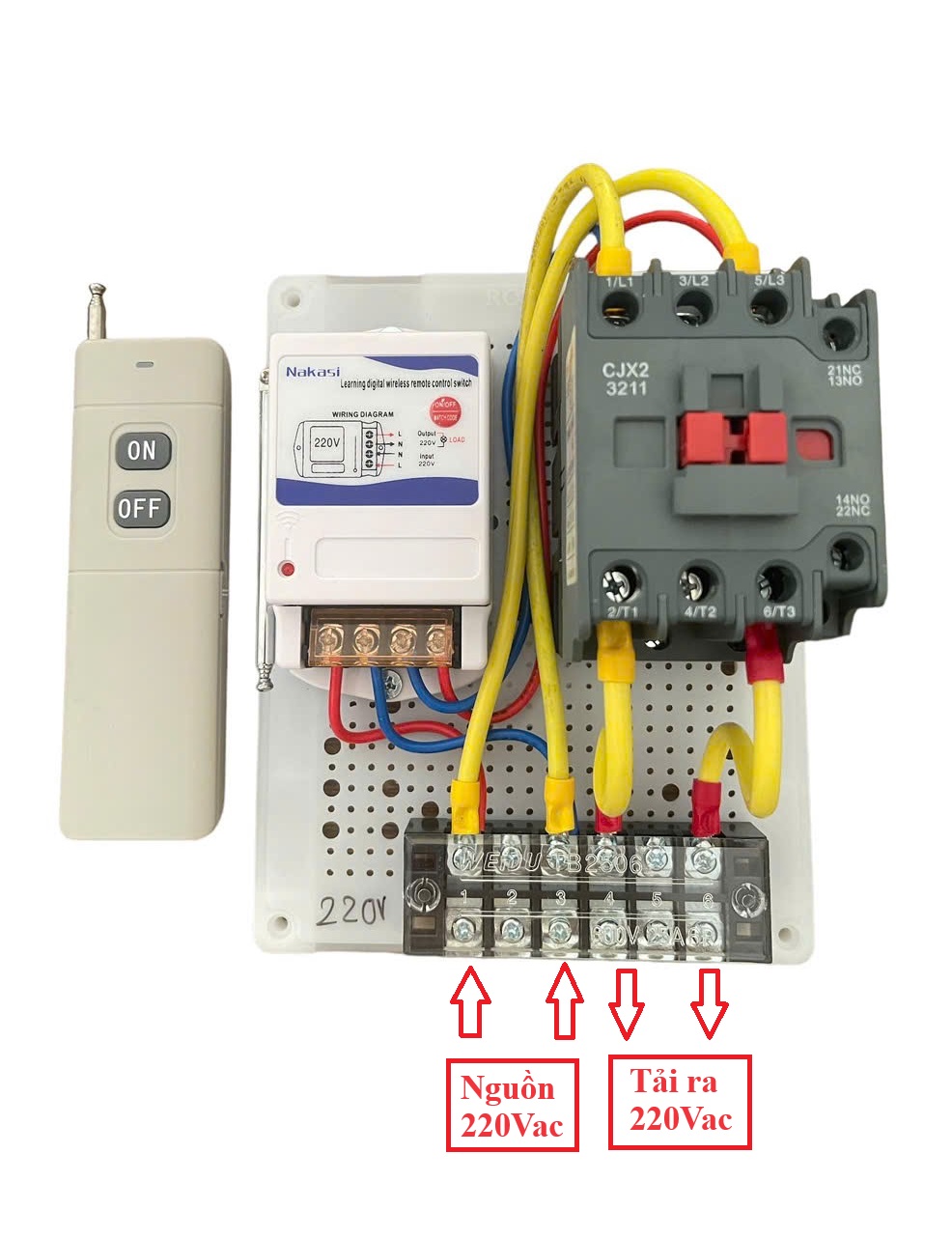 Công tắc điều khiển từ xa cho máy động cơ 3 pha 380v 1pha 220V 1000m