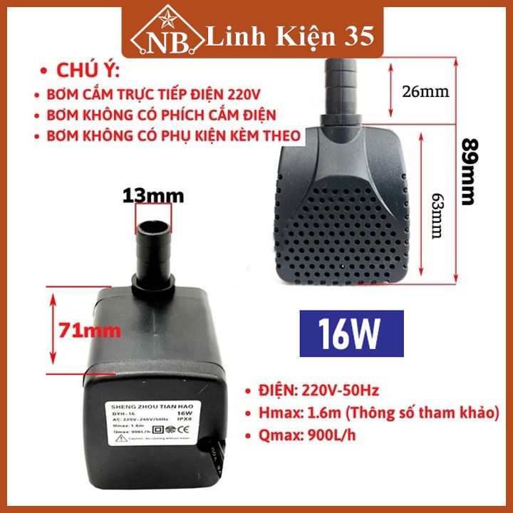 Máy bơm nước chìm mini 4W 7W 13W 16W 18W 25W 30W điện 220V bơm quạt hơi nướcbể cá thủy sinh hòn non 