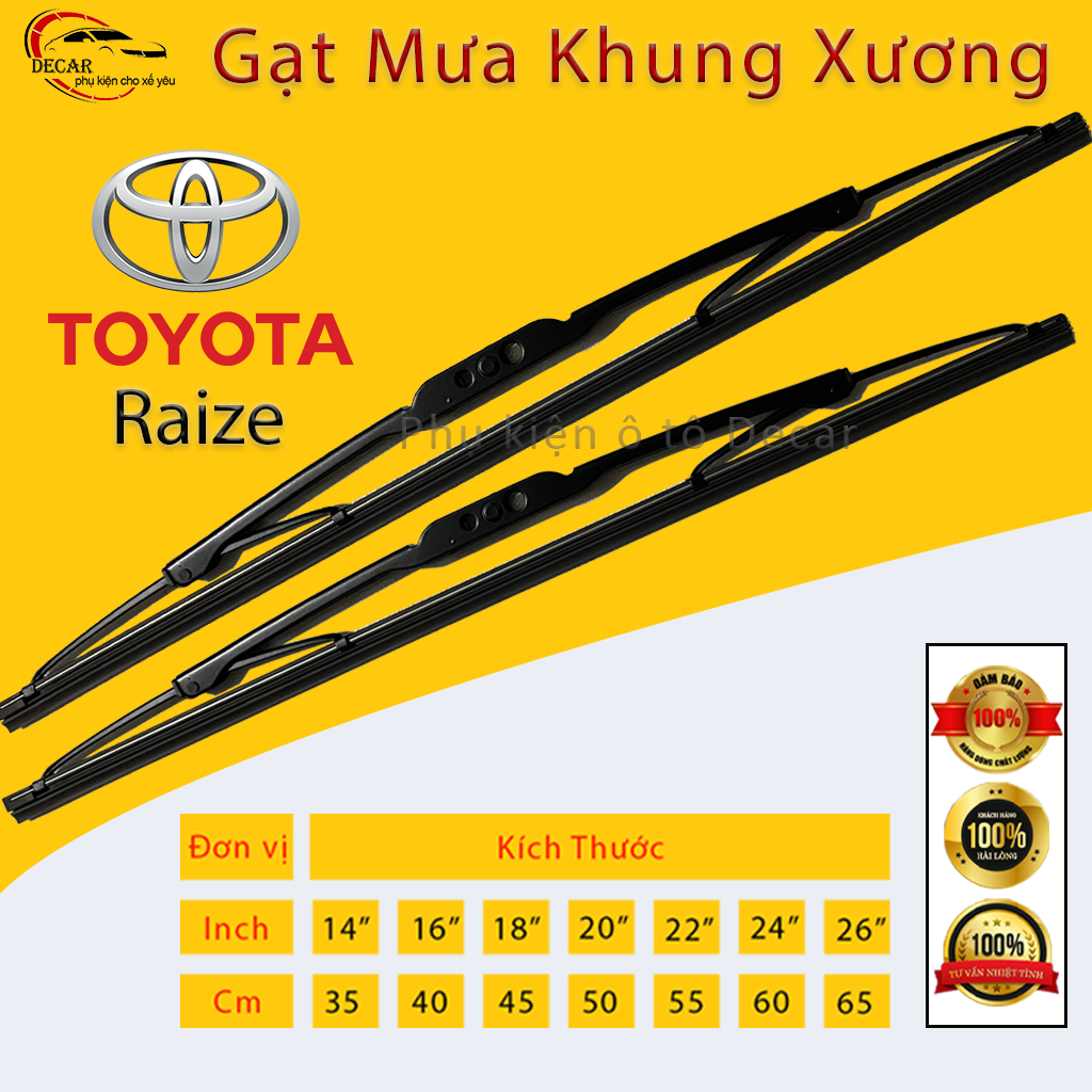 [TOYOTA RAIZE] 1 Cặp cần gạt mưa khung xương chổi gạt mưa xe Toyota Raize gạt kính xe oto thanh gạt 