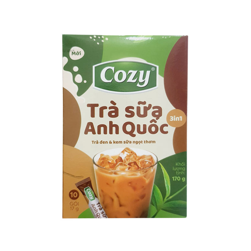 Trà sữa Cozy matcha 3in1 trà sữa Anh Quốc hộp 10 gói