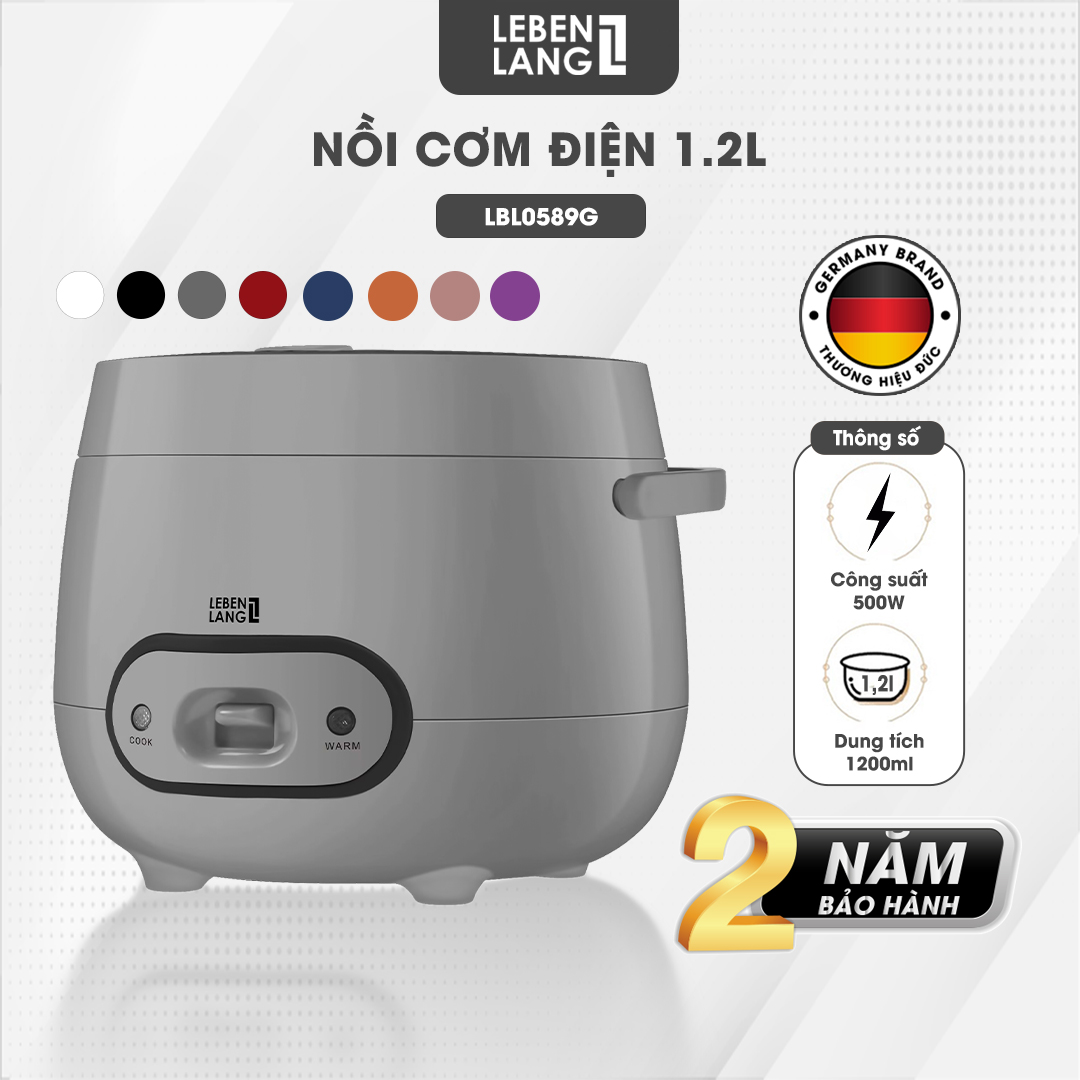 Nồi cơm điện Lebenlang LBL0589 dung tích 1200ml công suất 500W thiết kế đơn giản hiện đại - hàn