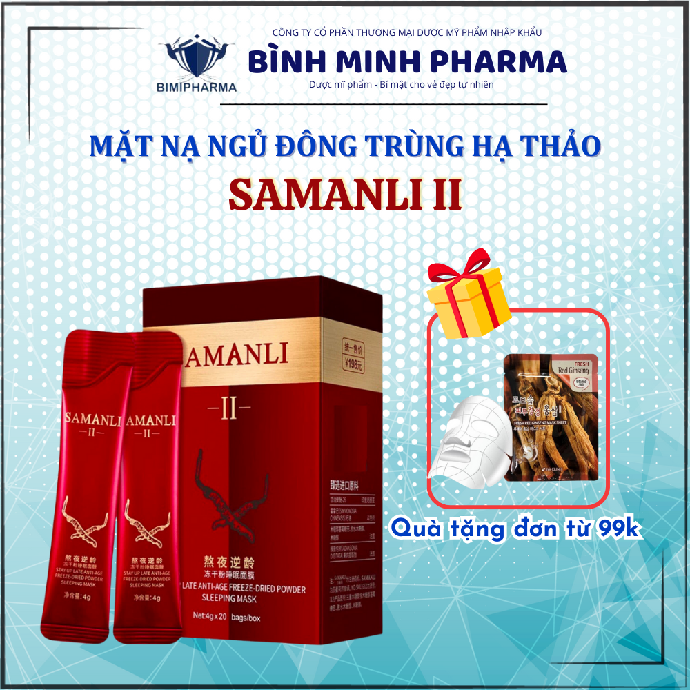 Mặt nạ ngủ đông trùng hạ thảo SAMANLI II - Hộp 20 gói mặt nạ ngủ SAMANLI II dưỡng ẩm xóa nhăn trẻ hó