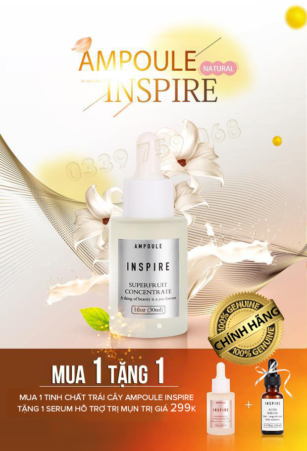 Tinh chất trái cây cô đặc inspire dưỡng da căng bóng sáng mịn phục hồi hư tổn trẻ hóa làn da tự tin với mặt mộc ( FREESHIP TOÀN QUỐC - MUA 1 ĐƯỢC 2)