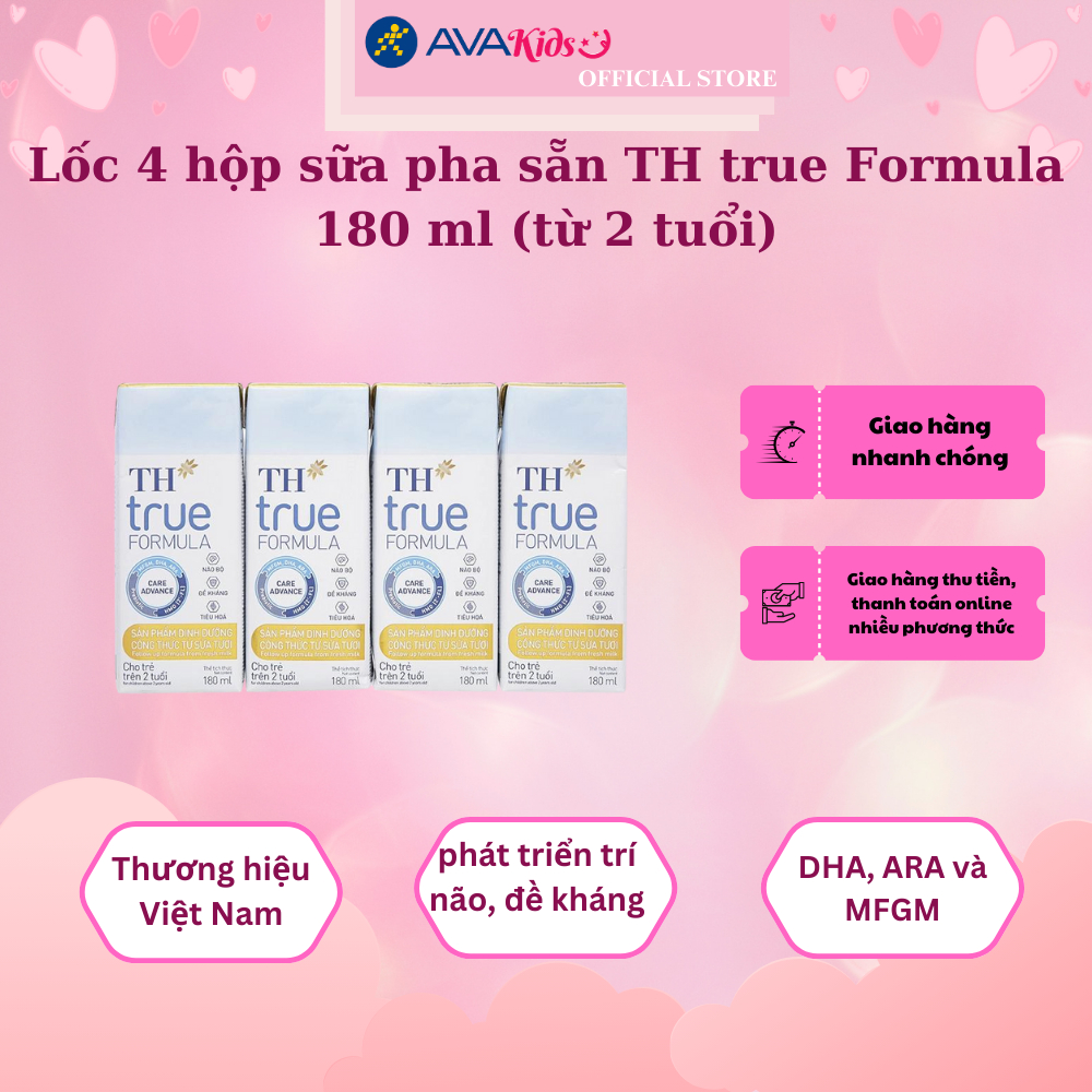 Lốc 4 hộp sữa pha sẵn TH true Formula 180 ml (từ 2 tuổi)